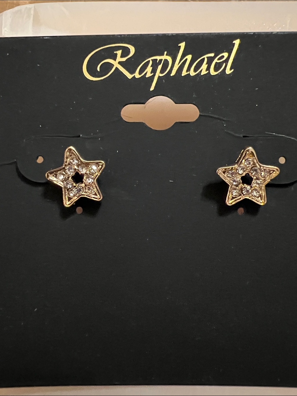 3/$18 Raphael Gold Star Crystal Stud Earrings Lot 190